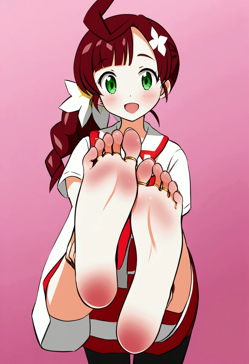 score_9,score_8_up,score_7_up,score_4,score_5,score_6,source_anime BREAK 1girl,naughty grin,takagi-san,feet,soles,gold toe ring,stretching,detailed background,