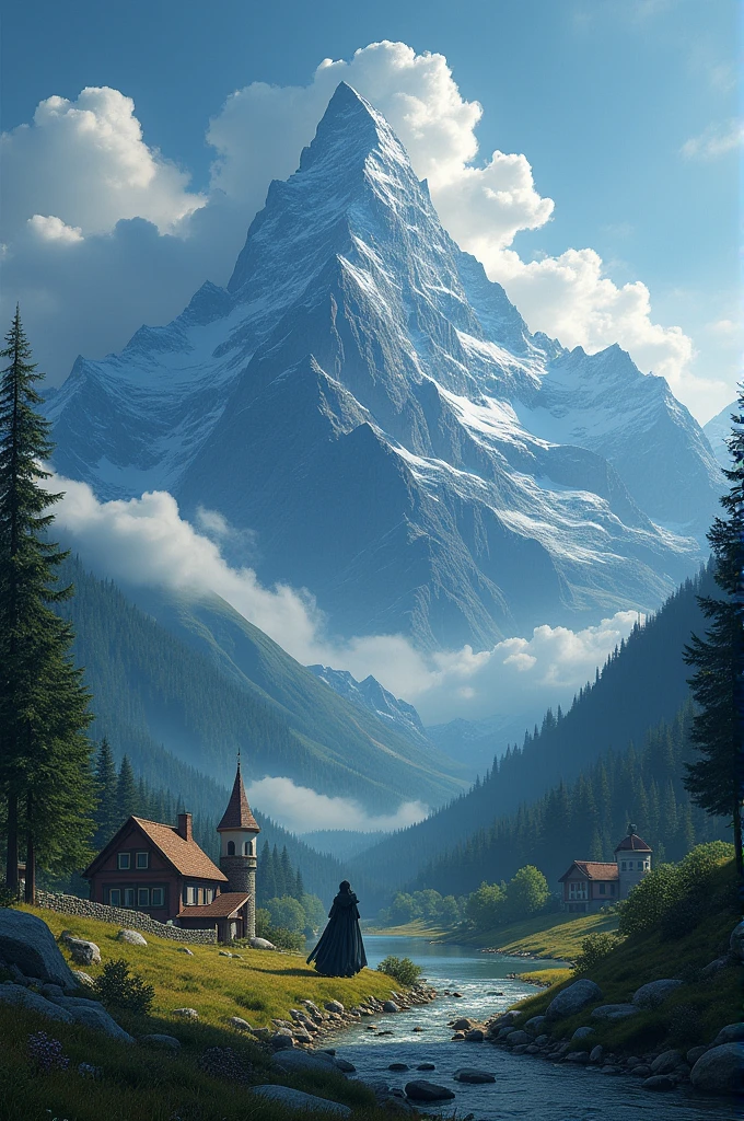 There was a village situated at the foothills of the mountain. Which the sorceress had captured with her magic. 4k ultra HD quality