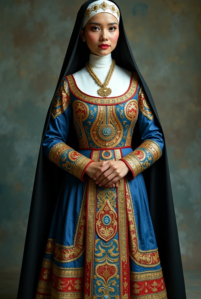 Create a design of a fantasy dress of Guatemala and its national symbols such as the nun, the quetzal