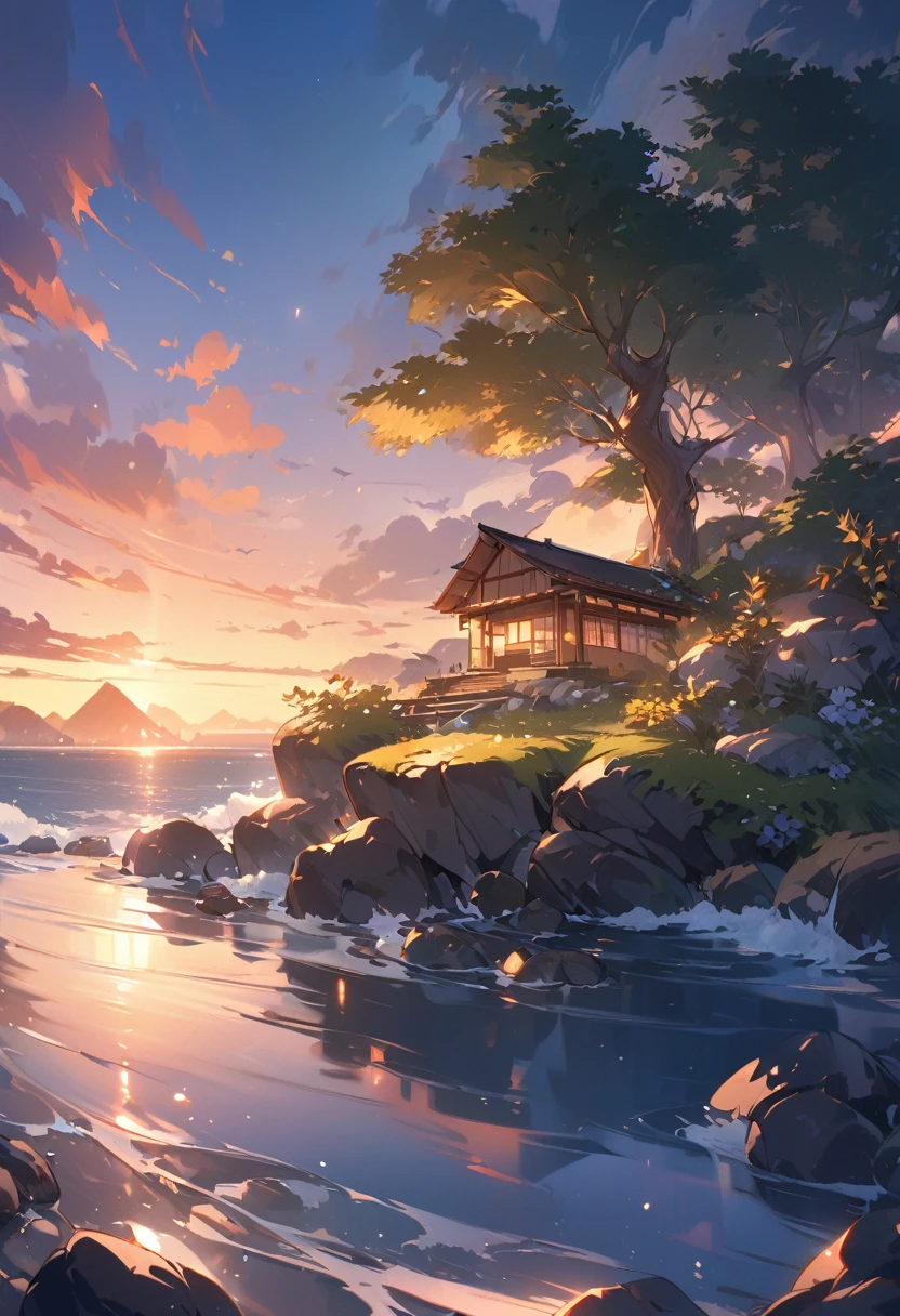 A nature serenity at twilight time. Giving a peaceful ambience and sense of contentment for the heart and soul. 8k ultra high definition images.