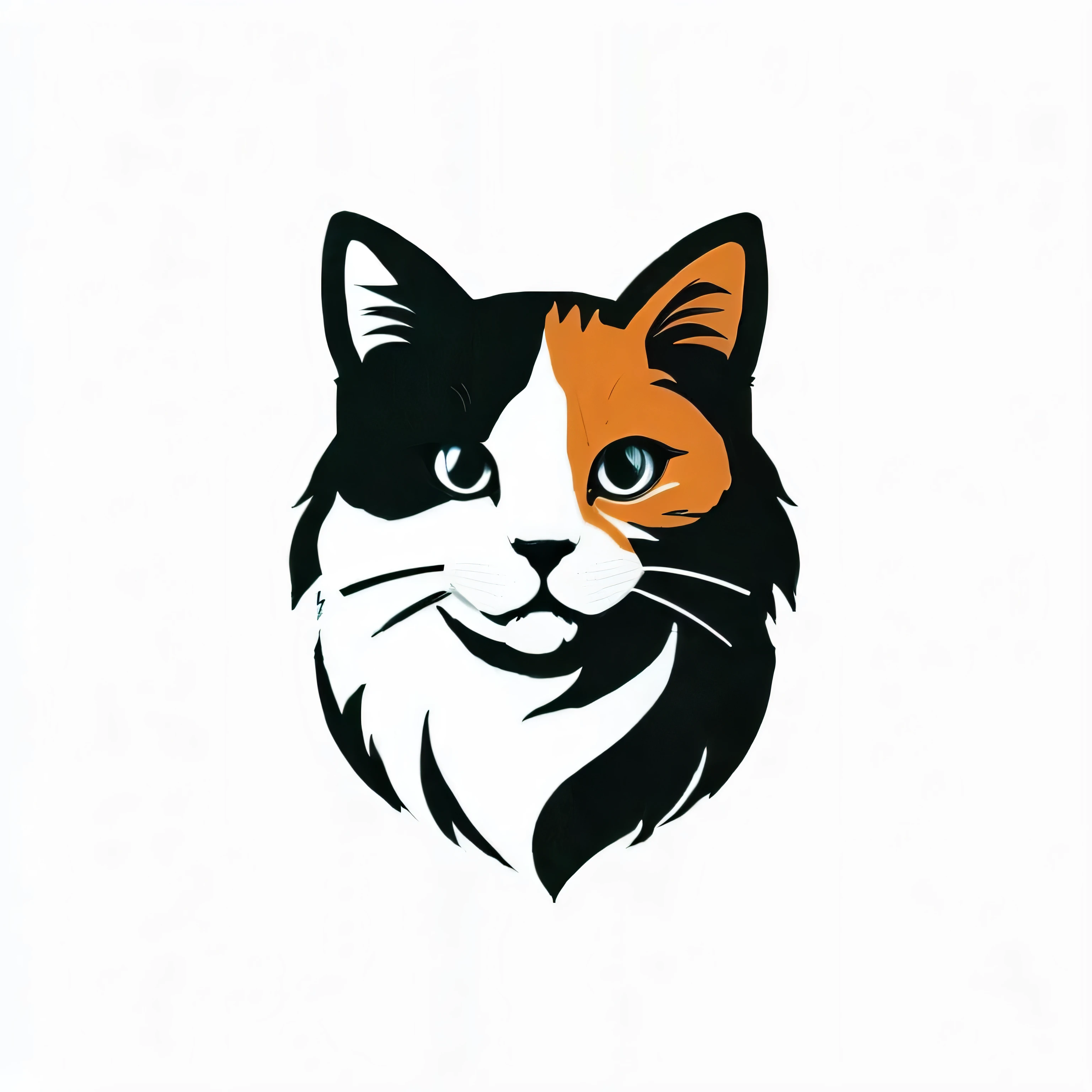 there is a 猫 that is looking at the camera, 猫 theme logo, 猫 design, logo of a 猫 field clinic, illustration of a 猫, キャリコ 猫, 猫, 猫 face, 猫 head, a cute 猫, the 猫 is smiling, キャリコ, anthropomorphic 猫, a 猫 is smiling, half 猫, happy 猫, ペトル・ブランドル著