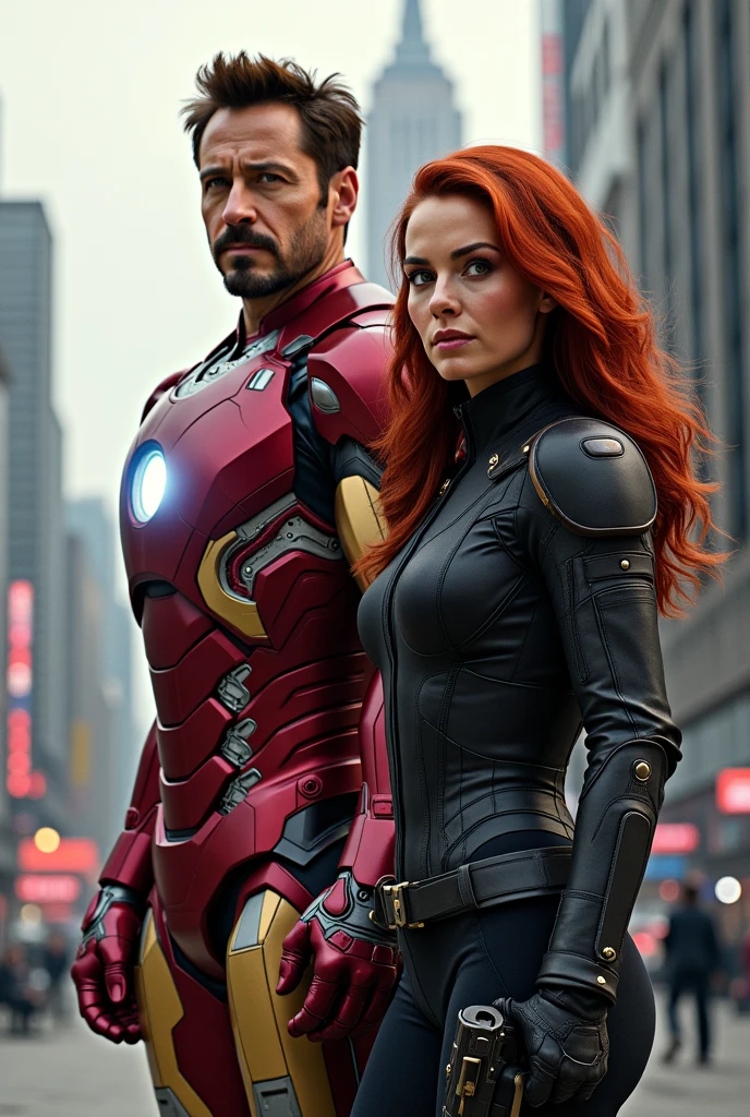 Robert Downey Jr. as Iron man
Scarlett Johansson as Black widow