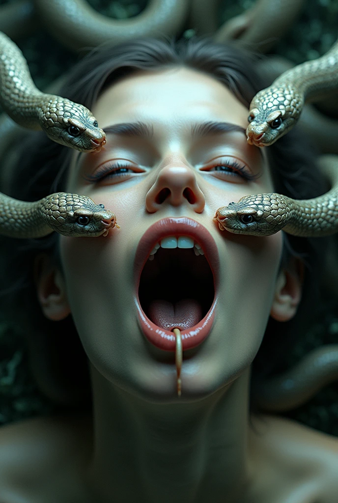 ((NSFW):1.2), ((Crying face:1.6)), (Raw foto:1.2), (Photorealsitic:1.4), ((((A huge snake wraps around your neck:1.2)))), (((Beautiful detailed girl:1.2))), ((Highly detailed teary eyes and face)), ((beautiful detailed teary eyes)), Ridiculous, unbelievable Ridiculous, huge filesize, ultra-detailliert, hight resolution, ighly detailed, top-quality, masterpiece, ighly detailed, nffsw, unification, 8k wallpaper, magnifica, finely detail, masterpiece, top-quality, Highly detailed ticker uniform 8K wallpaper, Light on the Face, 电影灯光, (a closeup:1.6)
