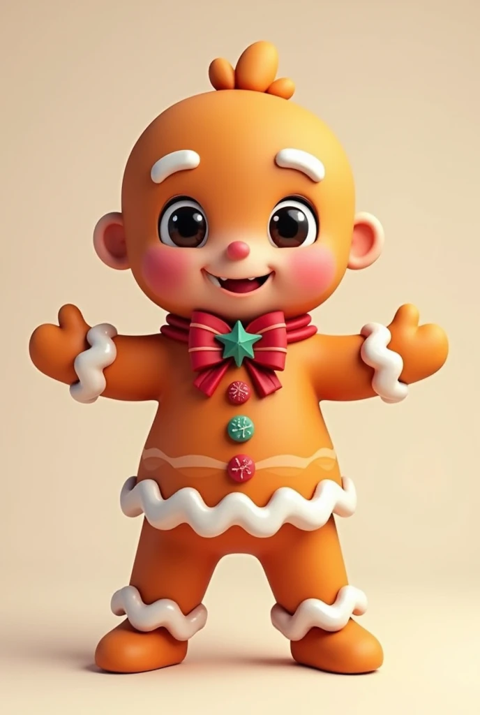Christmas gingerbread man costume 3D illustration design concept: This Christmas gingerbread man costume is designed to combine the joy of Christmas with the cute image of gingerbread man.,Create a unique and festive outfit。
Design elements:
Selection of color: The main color is gingerbread,With white、Red and other traditional Christmas colors,Highlight the gingerbread man。
Gingerbread Man: 设计可爱的Gingerbread Man服装,Includes coat with frosting pattern、Short skirt or shorts,搭配Gingerbread Man的帽子等。
Christmas elements: Add Christmas tree motifs to clothing、snowflake、礼物盒等常见的Christmas elements,Add to the festive atmosphere。
Cute design: Adding big eyes to clothing、笑脸等Cute design元素,Highlight the cute image of the gingerbread man。