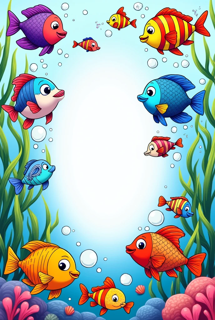 Create a coloring book of fishes for kids