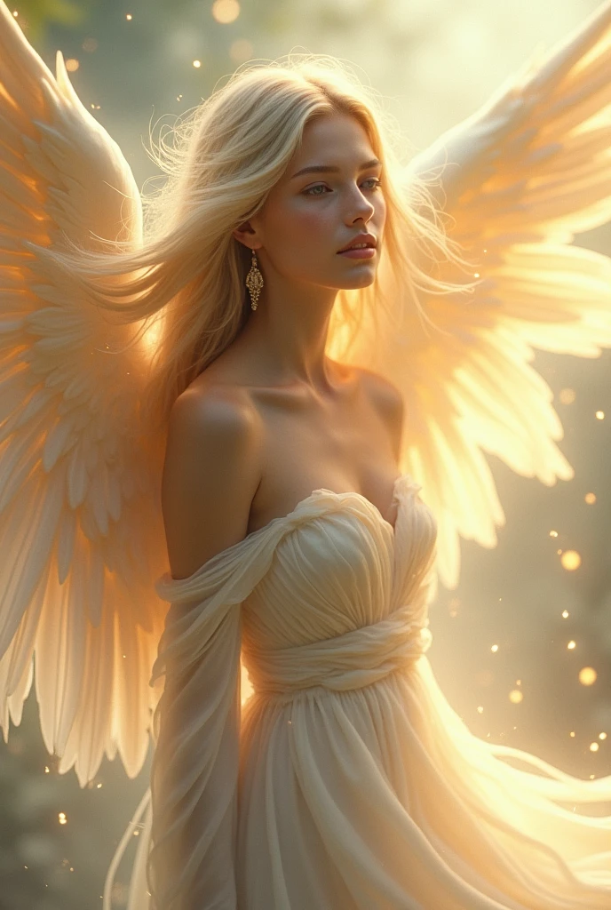Beautiful girl, angel, wings, light hair, fantasy, magical