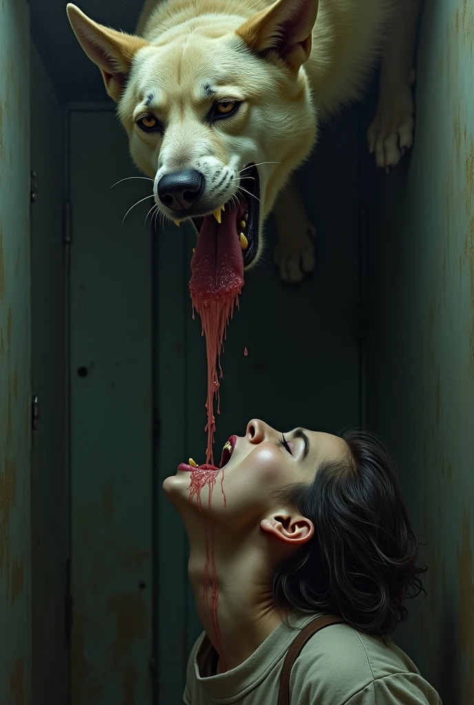 Dog drools into viewers mouth