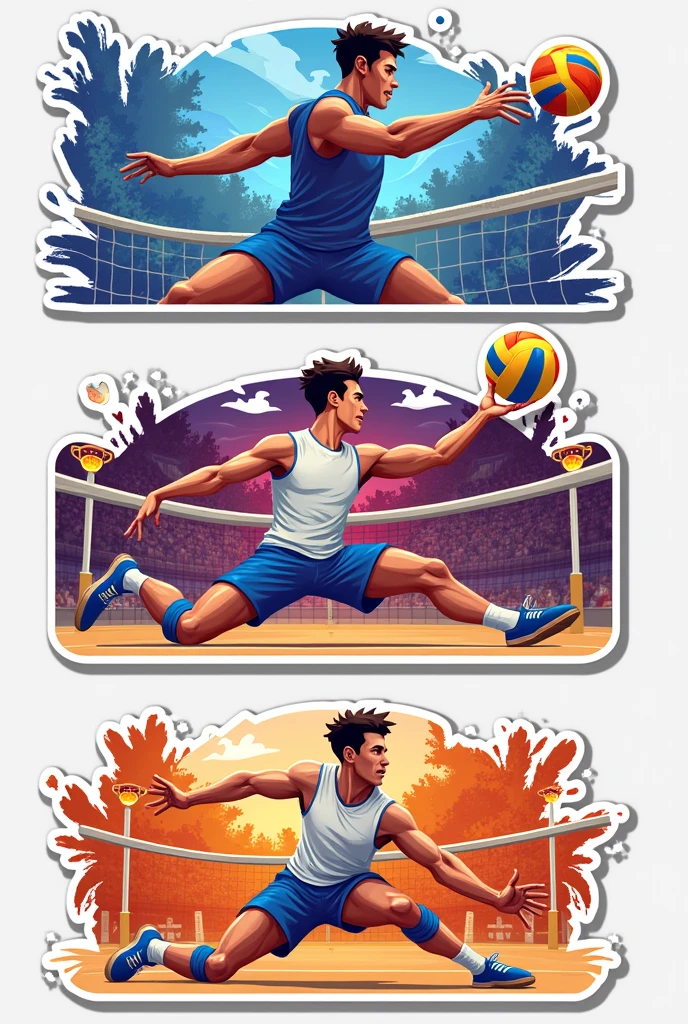 Make drawings of 6 male volleyball players to cut out
