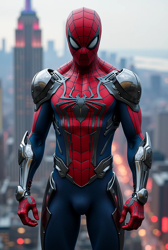 Spiderman with a metallic 