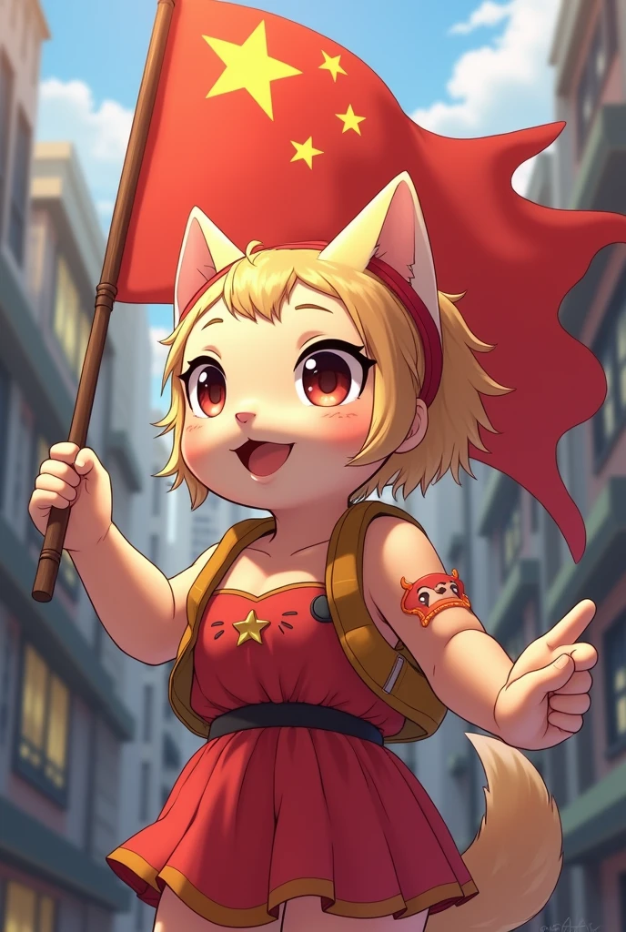 animal、effort、City、three people、headband、National flag