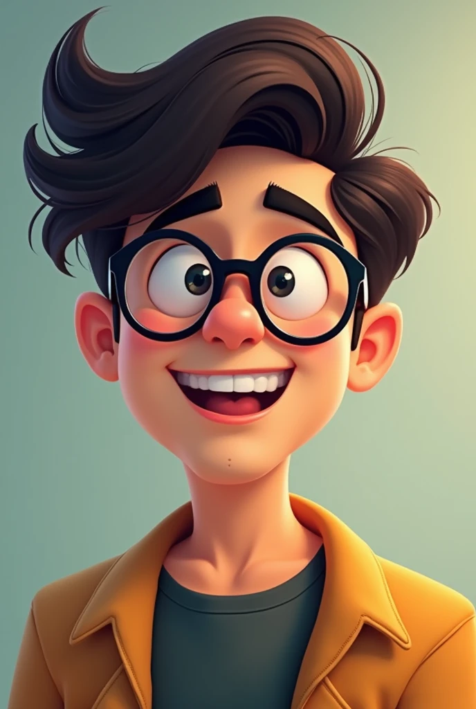 Aesthetic man with eye glasses and middle part hair animated