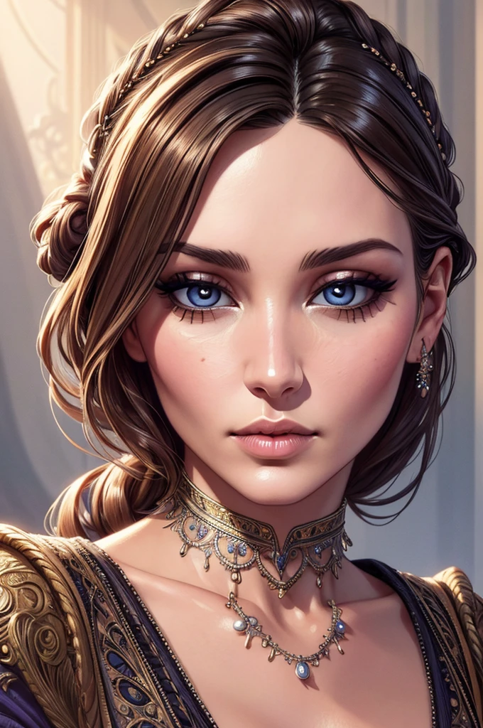 a woman with Johnny Depp's facial features, beautiful detailed eyes, beautiful detailed lips, extremely detailed eyes and face, long eyelashes, photorealistic, highly detailed, cinematic lighting, dramatic pose, intricate fashion design, elegant, fantasy, dreamlike, ethereal, soft pastel colors, delicate and feminine