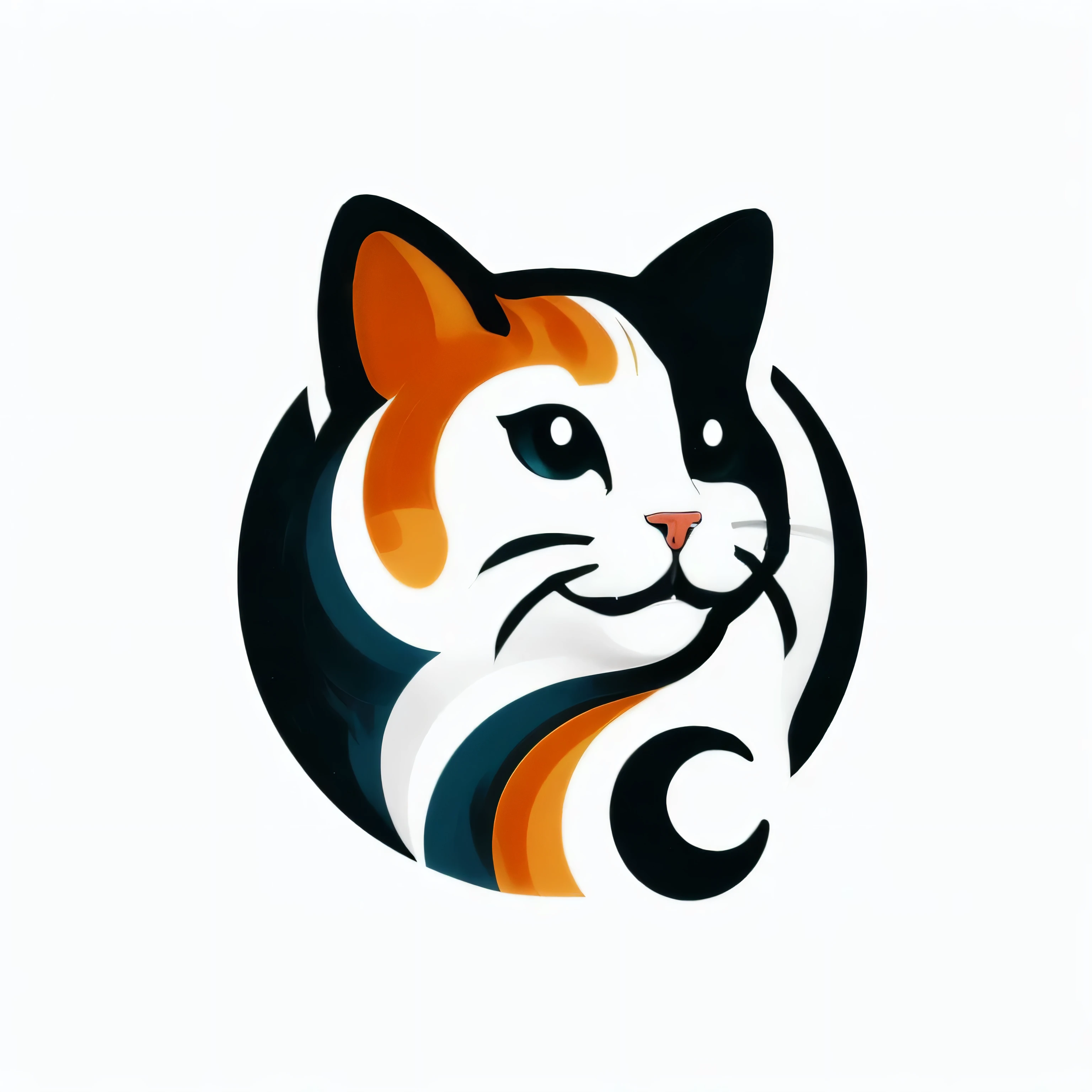 a close up of a Cat's face with a colorful swirl, Cat theme logo, Cat design, Calico Cat, Calico, logo of a Cat field clinic, illustration of a Cat, the Cat is orange, Cat, Created with Adobe Illustrator, cyberCat, Catss, anthropomorphic female Cat, a Cat, infinity symbol like a Cat, half Cat