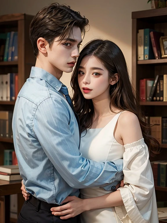 A guy with dark hair hugs a blonde girl. book cover
