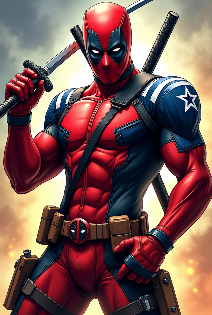 Deadpool 3 usando jersey de Dallas Cowboys disparando