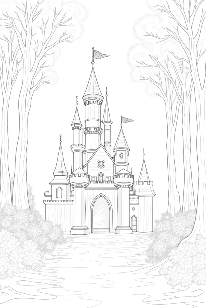 [Core Concept]
The prompt calls for the creation of classic fairy tale scenes in a line art style, capturing the magic and wonder of beloved stories such as "Cinderella," "Beauty and the Beast," and "Jack and the Beanstalk."

[Character Description]
The illustrations should feature iconic fairy tale characters, including princesses in flowing gowns, knights in shining armor, dragons with majestic wings, and whimsical fairies with delicate features and ethereal wings.

[Environment/Background]
The scenes should be set against the backdrop of grand, medieval-style castles with towering spires and ornate architecture, as well as lush, enchanted forests with towering trees and mystical flora.

[Style and Atmosphere]
The illustrations should have a clean, minimalist line art style that emphasizes the outlines and silhouettes of the characters and environments, creating a sense of simplicity and elegance. The overall atmosphere should convey a sense of magic, wonder, and timeless enchantment.

[Composition]
The compositions should be dynamic and engaging, with the characters and environments arranged in visually striking and balanced layouts that draw the viewer's eye and invite them to explore the scene.

[Details and Finishes]
The line art should be meticulously rendered, with attention to intricate details such as the patterns and textures of the characters' costumes, the architectural elements of the castles, and the intricate foliage of the enchanted forests.

[Technical Specifications]
The illustrations should be created using digital tools and techniques, allowing for precise control over the line work, shading, and overall visual aesthetic. The final images should be high-resolution and suitable for a variety of print and digital applications.