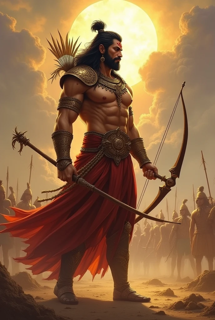 Karna character in Mahabharata
With bow in hand and with Surya thilak on forehead under Surya god