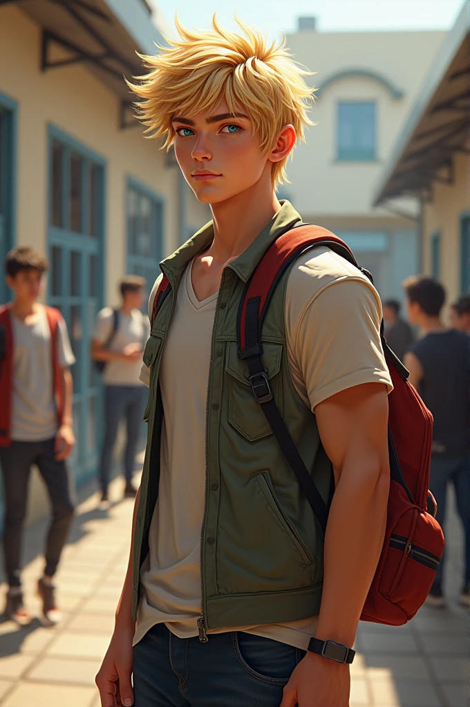 Blonde and confident々Draw a high school boy