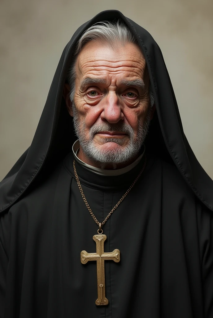 Elderly 50 years dominician monk Chubby ugly