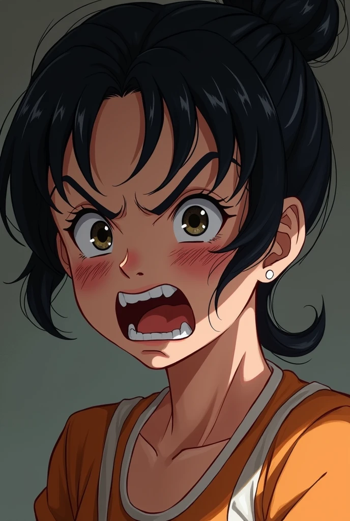CHICHI Goku&#39;s wife with her expression showing her teary eyes with clenched teeth