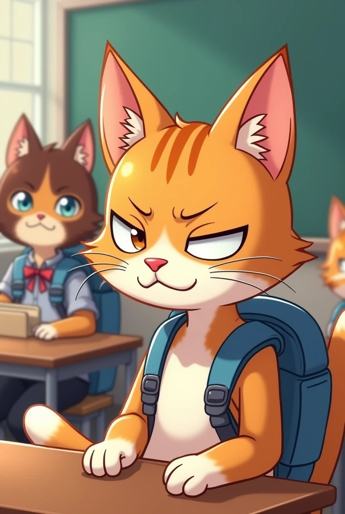 Another cat jealouse of first cat for taking good mask in class and she look cat with bad face