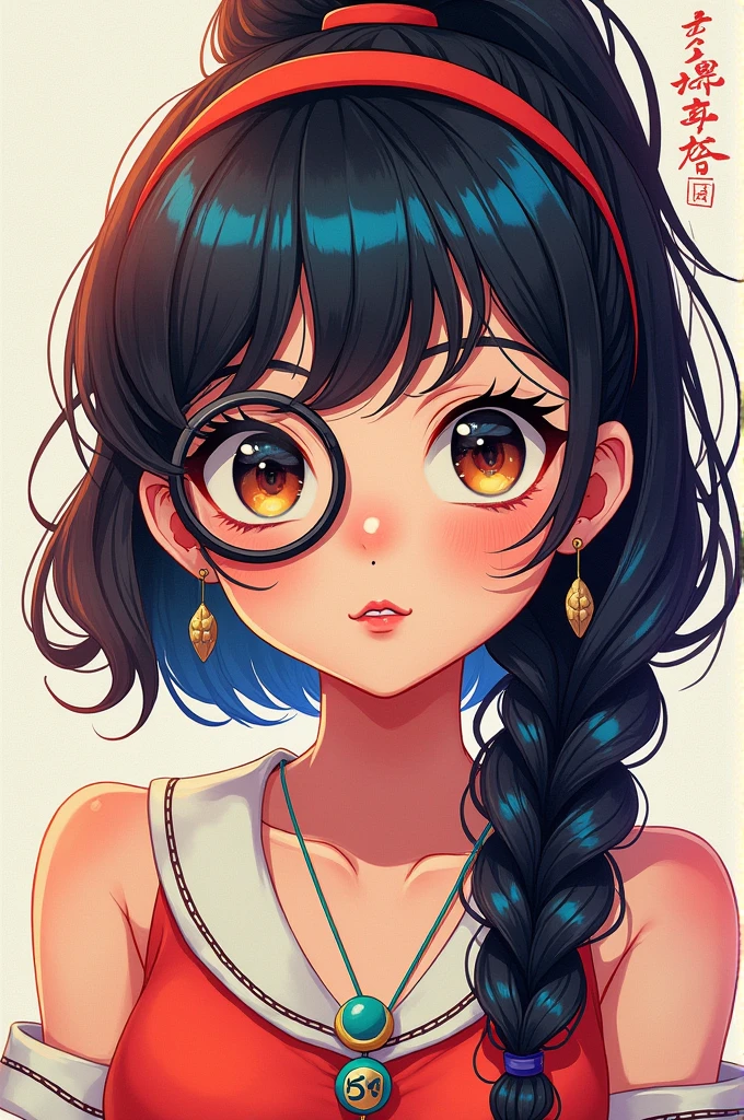 Colorful girl with monocle manga style 