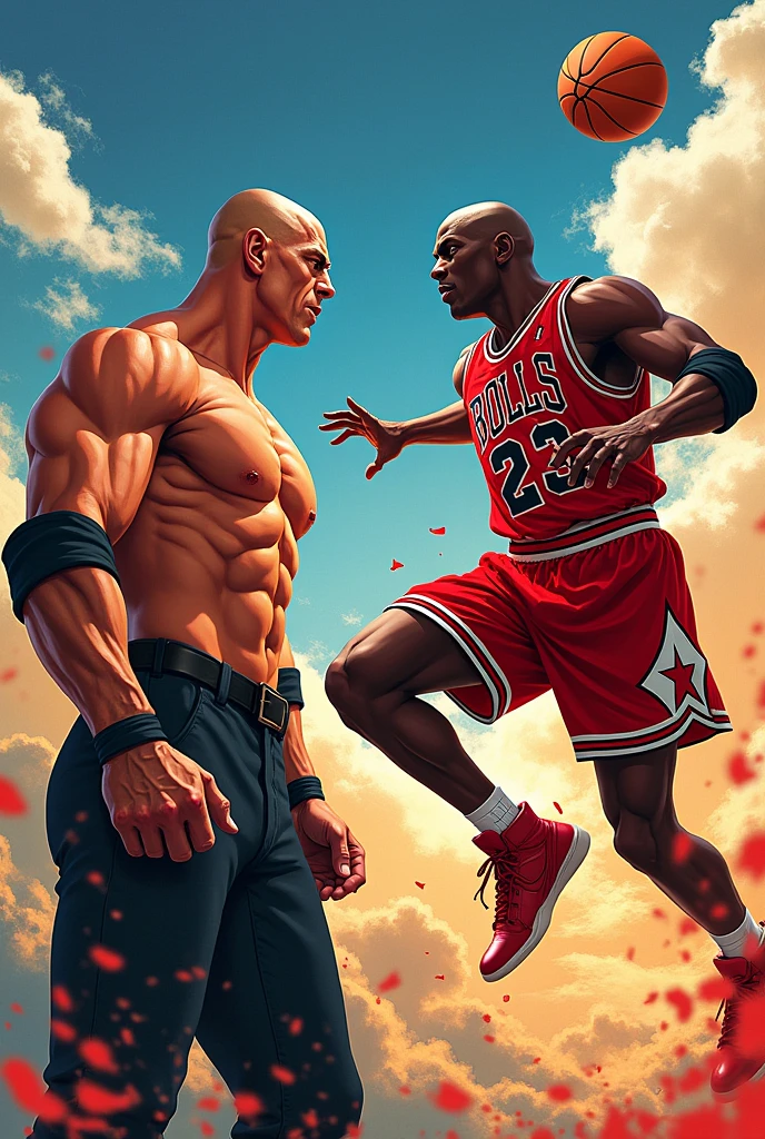 "Stone cold"steve austin and michael jordan (greatest and most epic anime and cute tiny cartoon  style wallpaper)