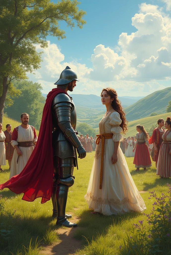 Dramatization of the pastoral theme of a knight's wooing of a pretty shepherdess with dances and peasant