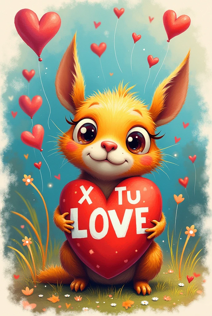 Generate an image Random thing to say " X TU LOVE"
