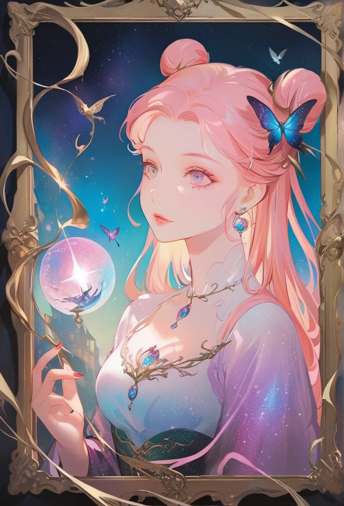 close_up,A painting,A woman in a dress in the painting, WLOP, ethereal bubbles, Mobis + Loish + WLOP, Dreamy and detailed, intricate WLOP, closeup fantasy with water magic, fairytale artwork, fairytale painting, Anna Dittmann (Anna Dittmann) style, WLOP art, Realistic fantasy, Artgerm Julie Bell Beeple