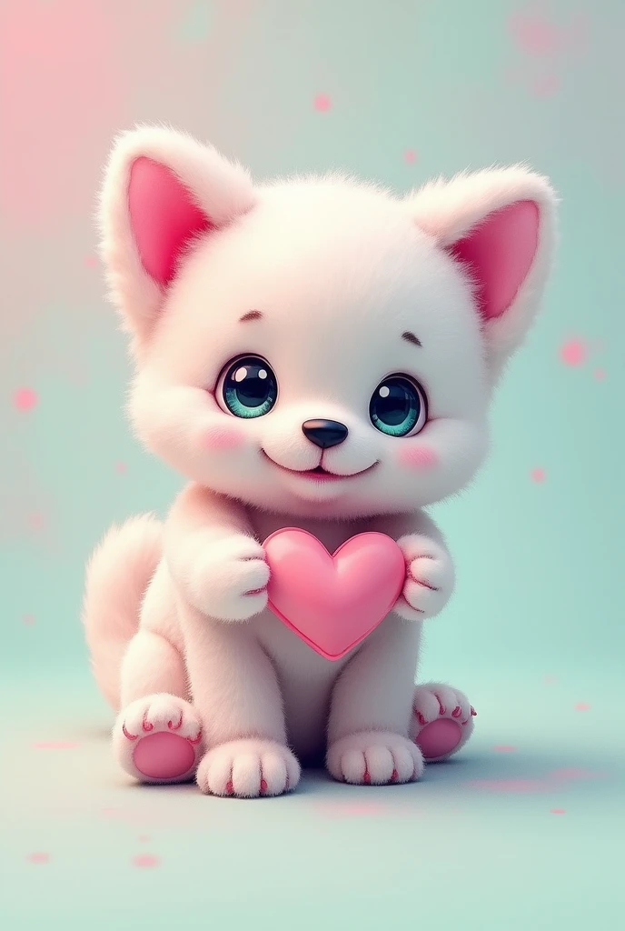 (Chalk Drawing:1.2)、(pastel:1.2)、(cute:1.3)、(最high quality、8k、Super detailed:1.2)、Fluffy robot dog_Floating、Hold Fluffy Light、high quality、Attention to detail、original、Chalk color background、Colorful pink and mint green gradation