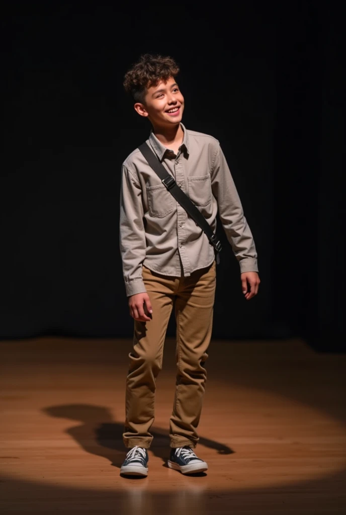 A high school boy doing a drama program