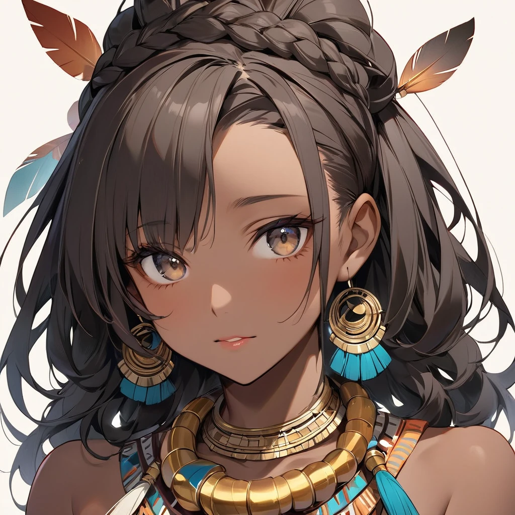 ((Highest quality)), ((masterpiece)), (detailed), (Perfect Face)、The woman is a beautiful native African tribal woman.で綺麗で豪華な花嫁のアクセサリーで装飾されて部族の逞しい男と情熱的に抱き合い深く誓いのキスをして深く愛し合い部族の広場で結婚式を挙げて妻として男に尽くし生涯添い遂げる部族繁栄のために夫との子供を産み続ける事を部族の精霊に誓う、The woman is Yuuki Asuna, a black woman with pitch black skin and naturally curly hair. She has light brown, very short afro hair that is naturally curly and finely braided into dreadlocks that are swept back in a tribal hairstyle, with little hair volume, she is an African black woman with tribal makeup, black nipples, tattoos all over her body, and a beautifully colored tribal outfit that does not cover her breasts.、The woman was a complete African native nude tribeswoman, and had become a nude tribeswoman in both body and mind.、The woman is a native African woman and a member of the tribe's nude tribe, living happily with her friends.、The woman is a beautiful native African tribal woman.