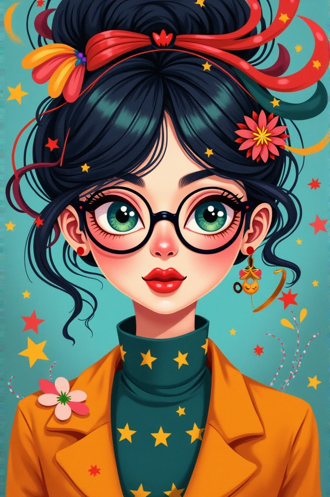 A colorful girl with a monocle