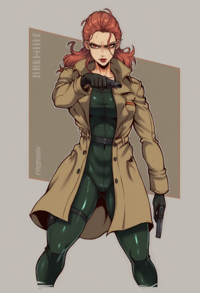 Lizard,reptile,furry,gex the gecko,woman,spy suit,trench coat,jade scale skin,sexy mood,infiltration,metal gear,splinter cell,lady,gun,90’s anime style,base background,8K,FullHDR,perfect quality,evening settings,detailed poses,dynamic poses