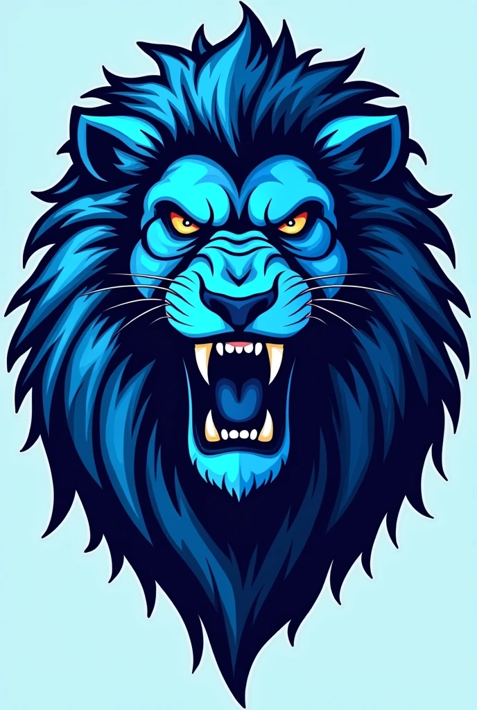 Angry Blue Lion logo for t-shirt design 
