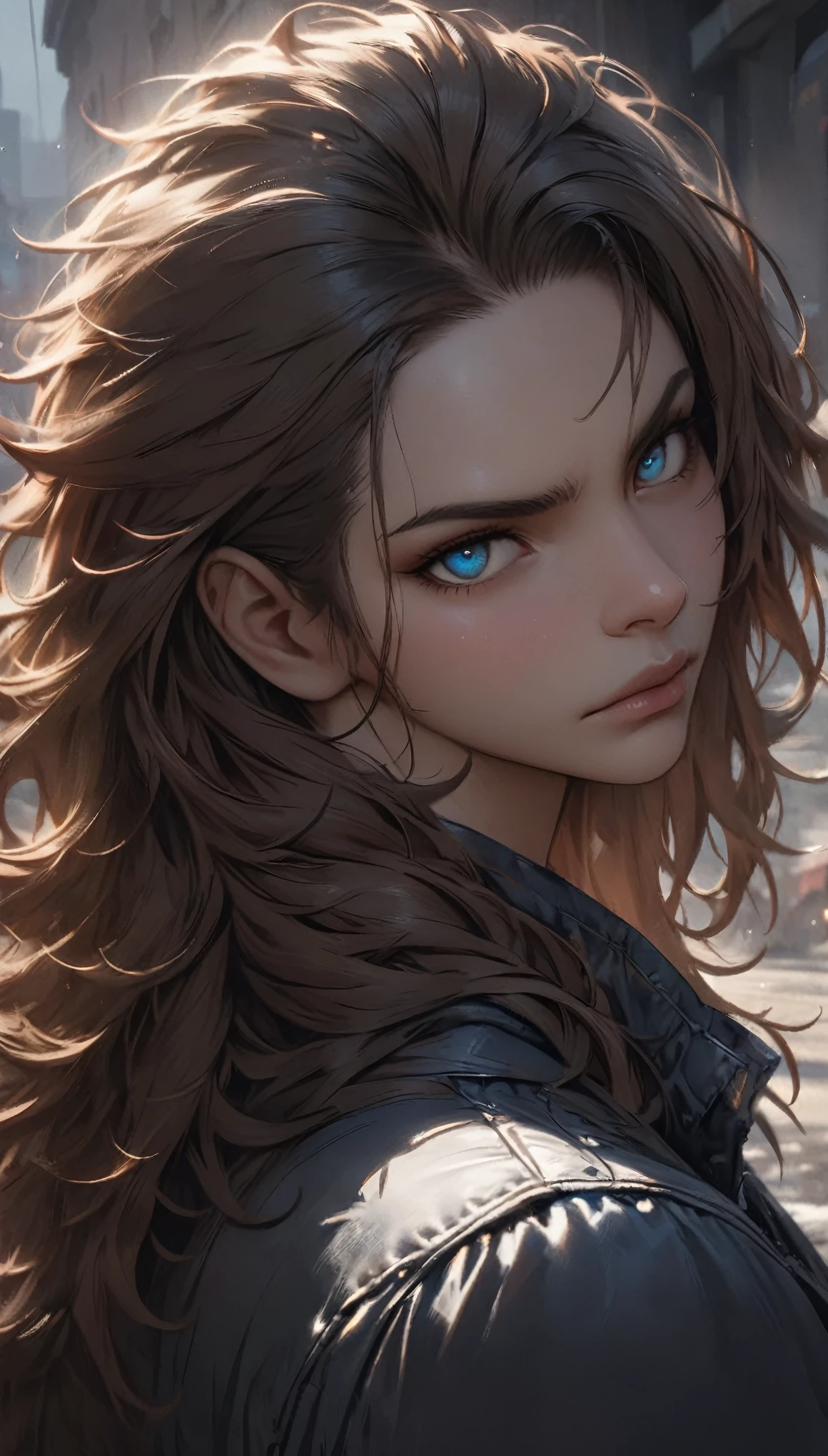 best quality,4k,8k,highres,masterpiece:1.2),ultra-detailed, extremely detailed eyes, extremely detailed body, (large masterpiece digital art), (detailed manga illustration), (detailed line art), ((perfect anatomy)), (intricate details:1.3), (ultra-detailed:1.3), (illustration:1.3), (sharp focus:1.3), (natural lighting:1.05), (vivid colors:1.3), (masterpiece), (best quality:1.4), (perfect anatomy:1.4), high quality, expressive eyes, full body, detailed face, beautiful face, perfect face, 1boy, angry, ((male focus)), muscular, detailed messy hair, long hair, brown hair, blue eyes, t-shirt, jean pants, sneakers, cinematic lighting, dramatic atmosphere, Atey Ghailan, Jeremy Mann, Greg Manchess, Antonio Moro, trend in ArtStation, trend in CGSociety, Intricate, High Detail, Sharp focus, dramatic and photorealistic painting art by Midjourney and Greg Rutkowski, Jeff Bridges, ((cartoon style)), Marvel Cinematic Universe style, (((ruined city in the background))),
