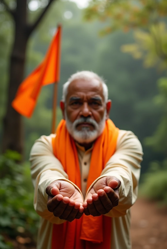 RSS name 4k photo 4k photo with two palms and saffron flag in hand