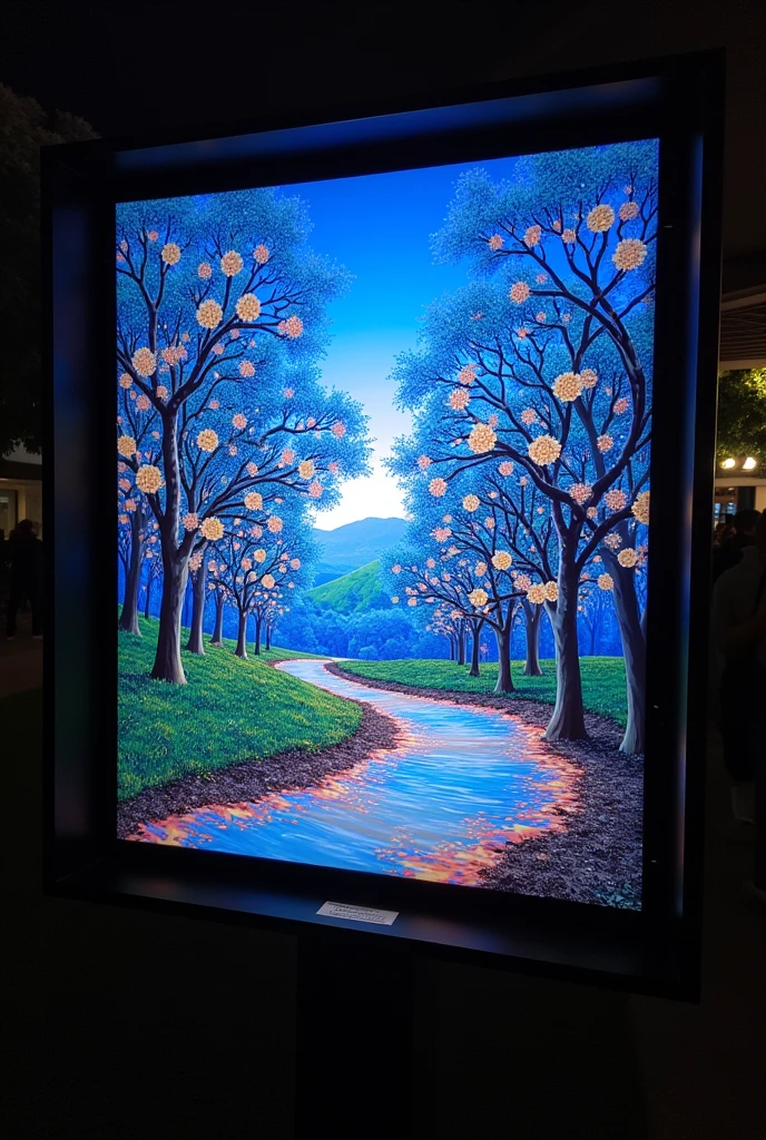 Signage for a park where there is a light and sound show on the trees and over the whole place