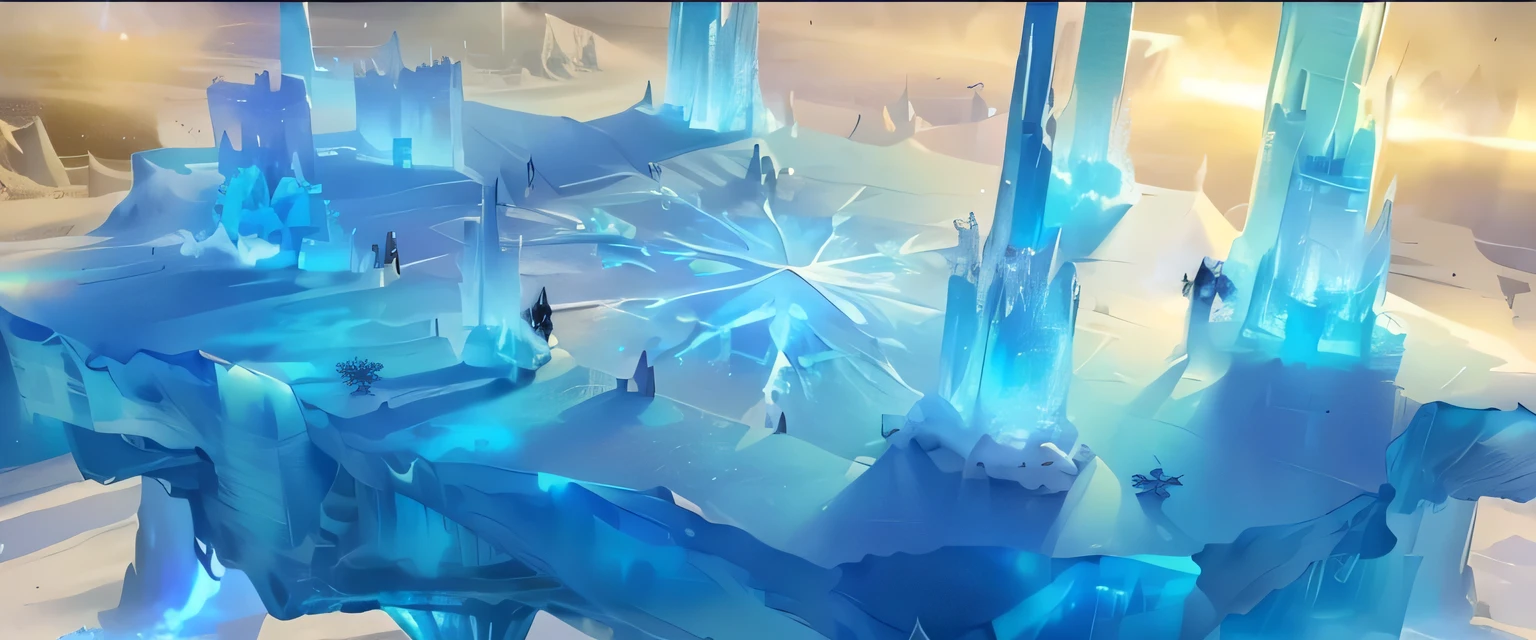 there are many people walking around a blue ice fountain, winter concept art, concept art magical highlight, concept art scene, concept art stunning atmosphere, ❄️ corruption conceptart, concept art!, concept art, concept art, riot games concept art, epic concept art, magical concept art, painterly concept art, concept piece, pillars of ice background, professional concept art, concept arts