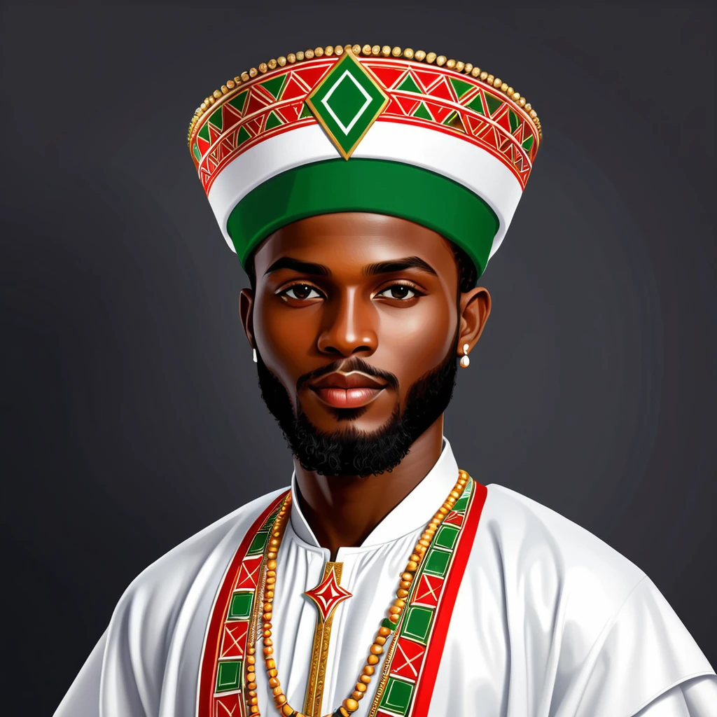 man in comoros folk outfit, vector graphics, strong contours, logo design
