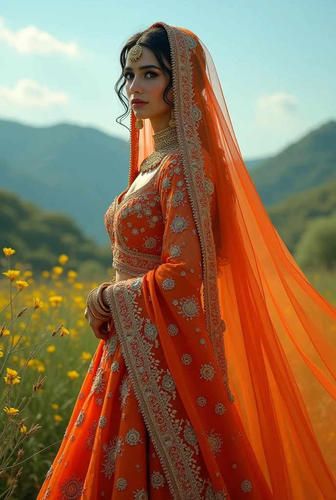 epic realistic portrait of Pakistani bride outdoor