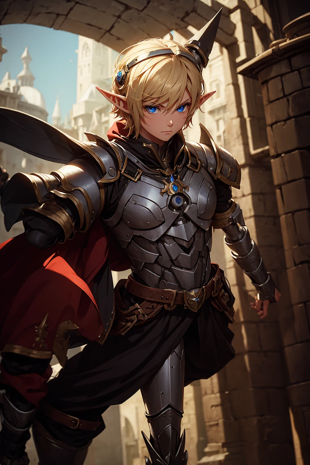 Boy elf robot arm medieval fantasy