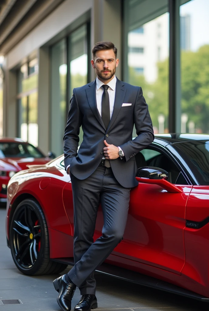 Rich man with luxury cars