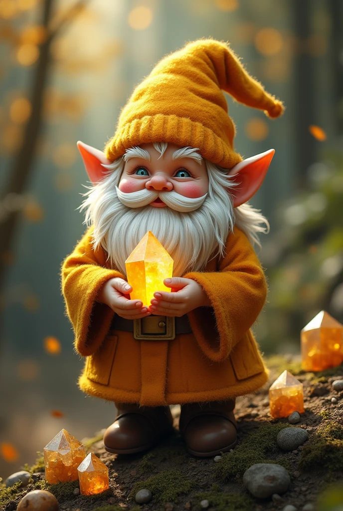 gnome who loves citrine crystals