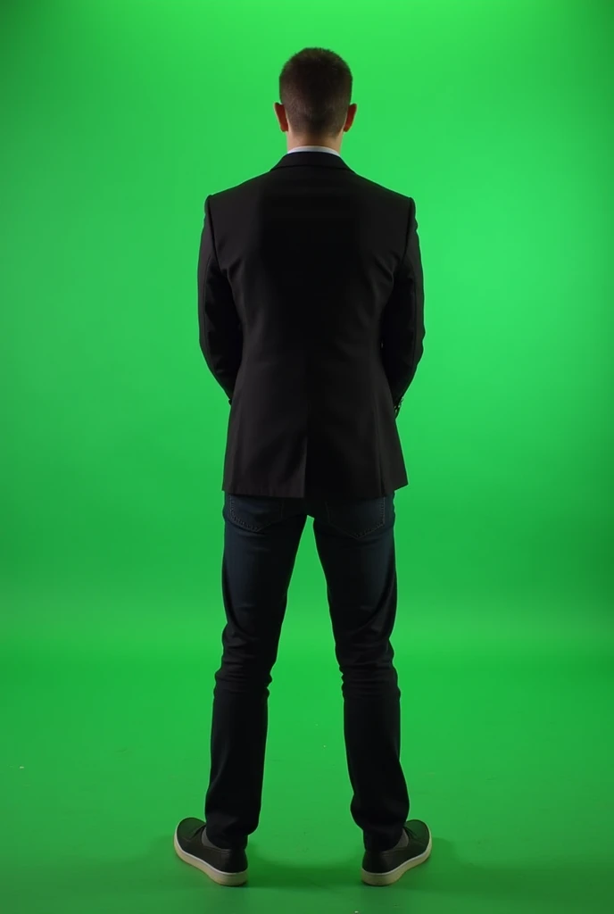 Man backside green screen