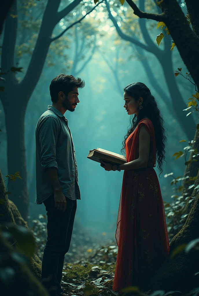 In the forest, they encountered some unknown individuals who wanted to take the book from them. These people tried to deceive Aarav and Meera by claiming they wanted to help find the treasure. However, Aarav and Meera stood firm, confronting the deceitful individuals with their courage and integrity.
