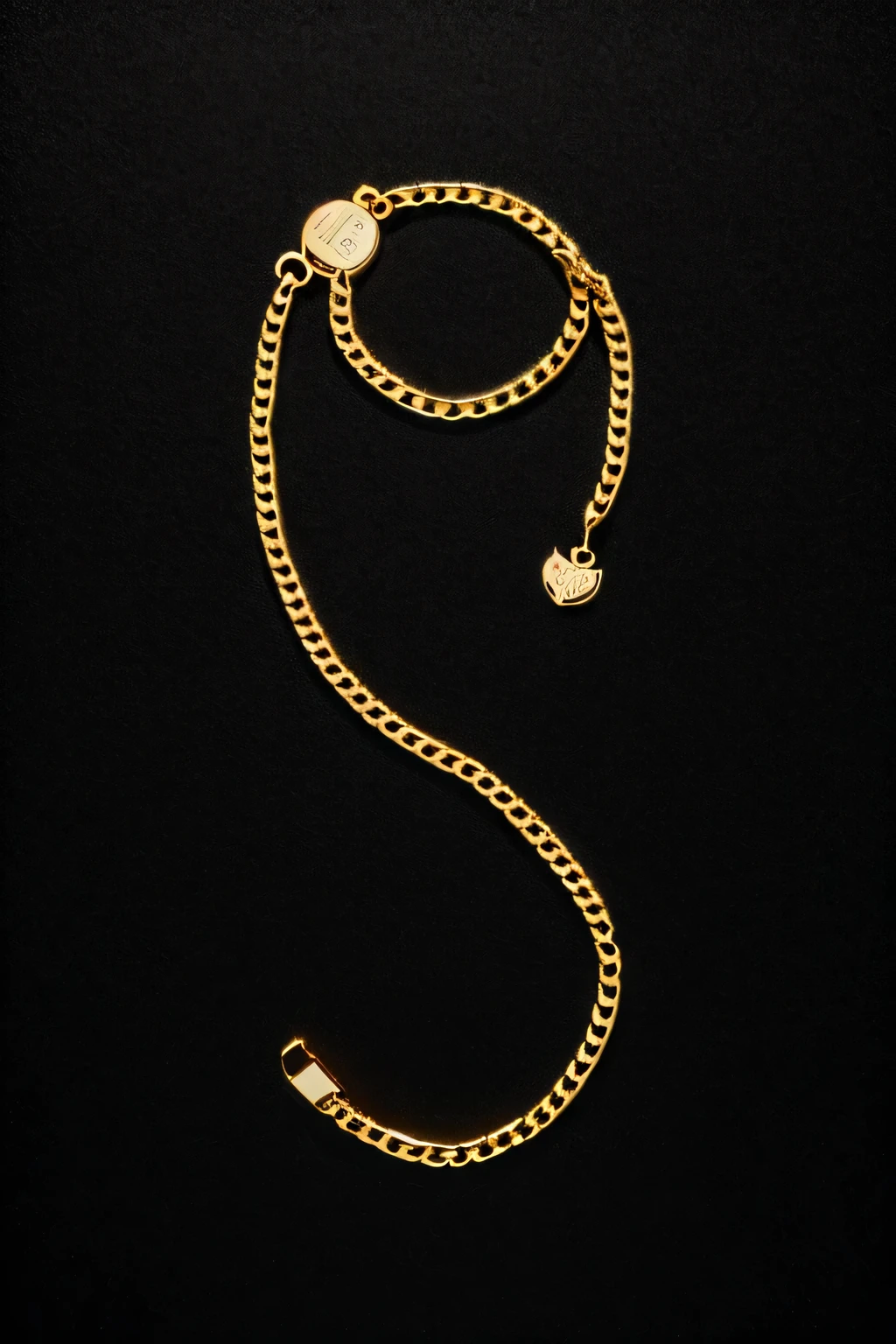 OVO gold chain laying on black background