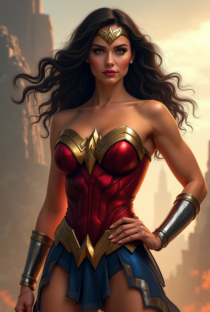 Wonder woman in hot look wearing bra