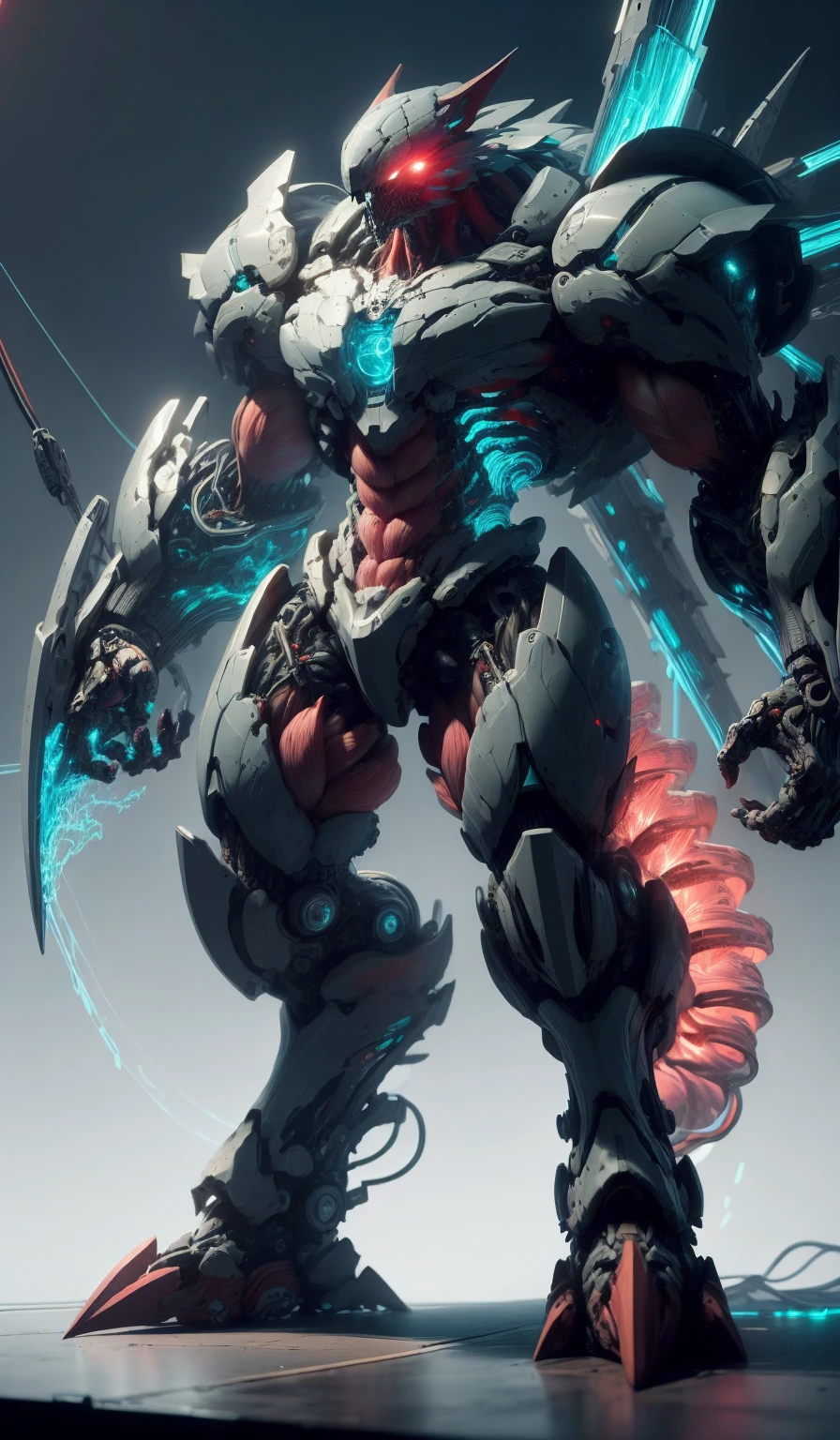ofTailed, ultra-ofTailed, masterpiece, 8k wallpaper,(Bio mecha:1.5),(Mecha:1.4),
, (muscle:1.3), (muscle tissue:1.5), (colorful Mecha:1.4)
(dramaticangle:1.3),(Dynamic angle,:1.2), (Mecha ofsign (of):1.6), (mdof:1.3),
, No humans, peak, Mecha, shoulofr cannon,  Tail, Alone of, red Mecha, Science fiction, permanent, Luminescence, Red flash electricity,electricity, teeth, nails, White eyes, monster, simple background, sharp teeth, English text, nail, full body ,((front view)),